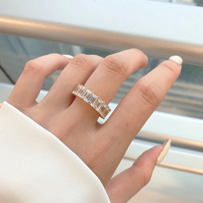 [Clara Jewels]0.75 Carat Elegant Emerald Cut Tennis Ring