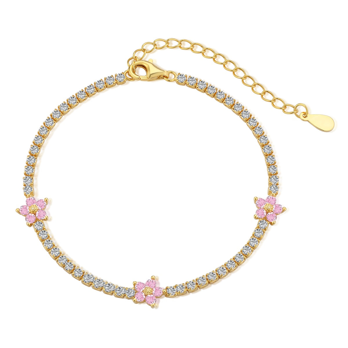 [Clara Jewels]Sparkling Flower Shape Tennis Bracelet