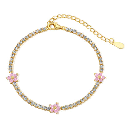 [Clara Jewels]Sparkling Flower Shape Tennis Bracelet