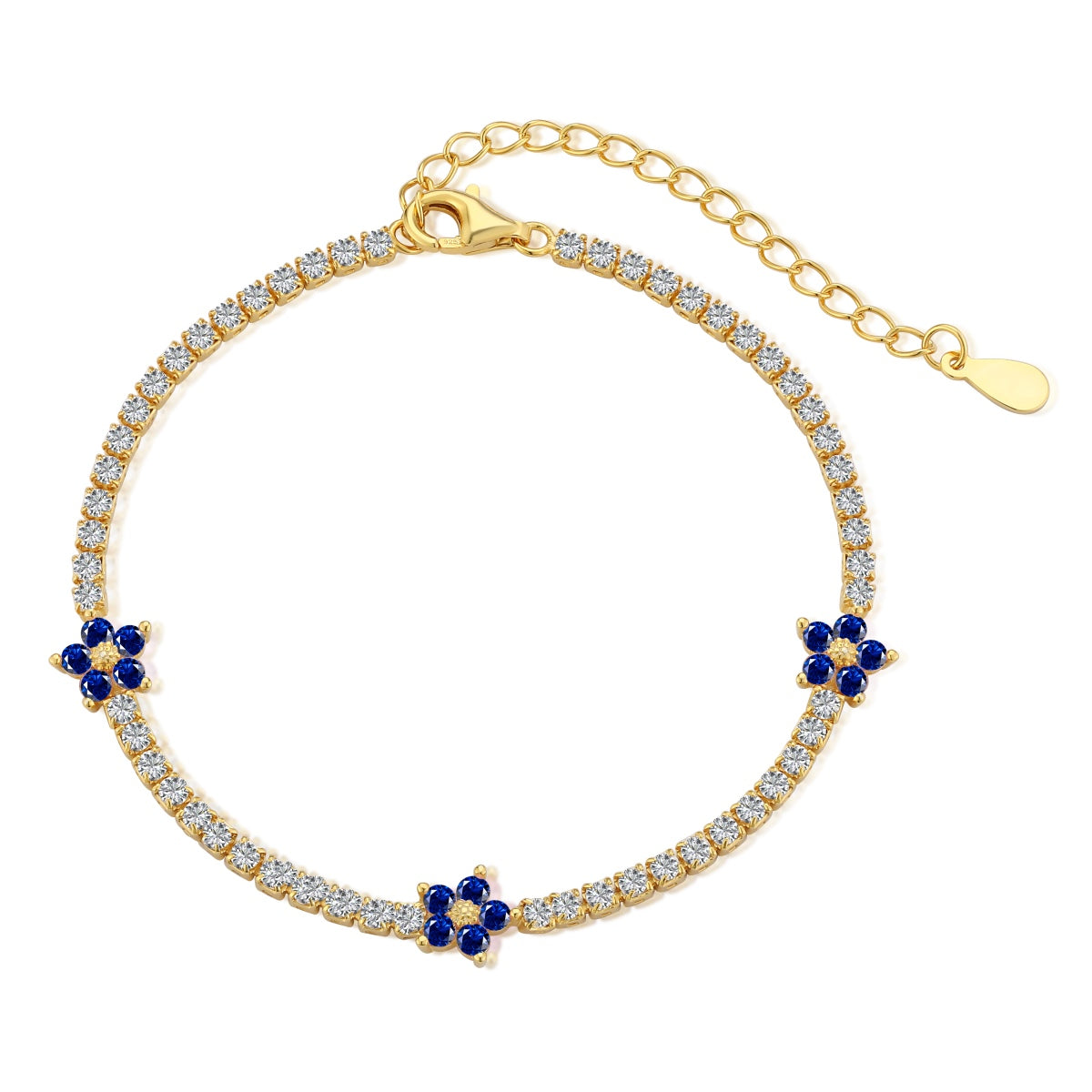 [Clara Jewels]Sparkling Flower Shape Tennis Bracelet