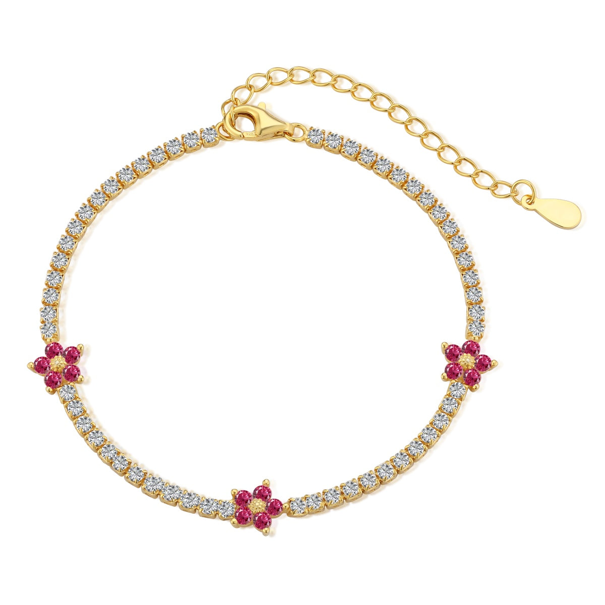 [Clara Jewels]Sparkling Flower Shape Tennis Bracelet