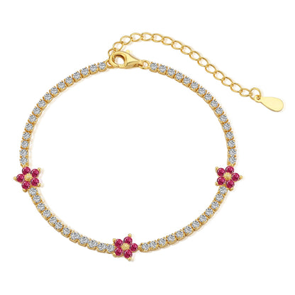 [Clara Jewels]Sparkling Flower Shape Tennis Bracelet