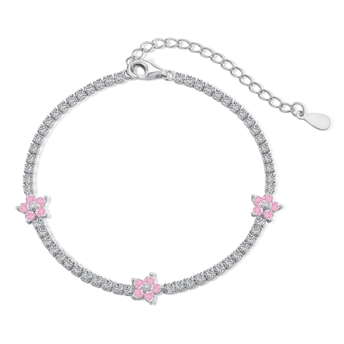 [Clara Jewels]Sparkling Flower Shape Tennis Bracelet