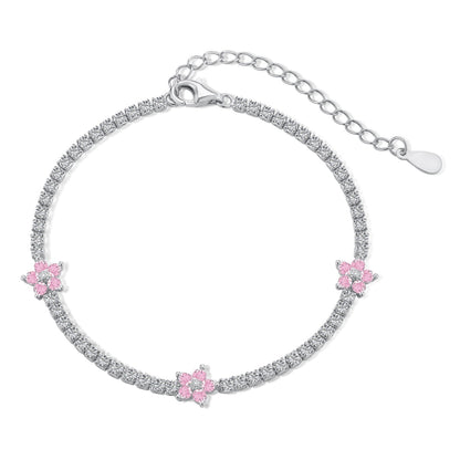 [Clara Jewels]Sparkling Flower Shape Tennis Bracelet