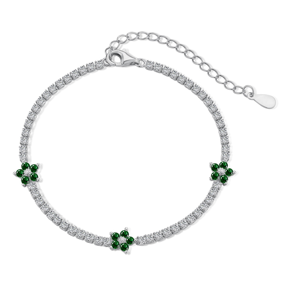 [Clara Jewels]Sparkling Flower Shape Tennis Bracelet