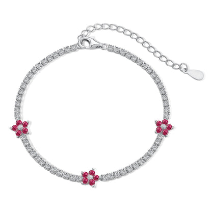 [Clara Jewels]Sparkling Flower Shape Tennis Bracelet