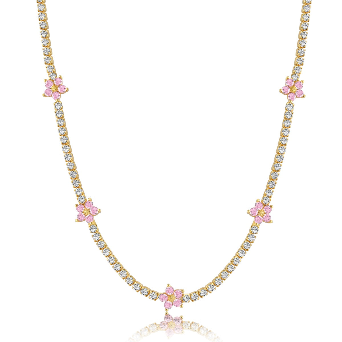 [Clara Jewels]Luxurious Colorful Flower Tennis Necklace