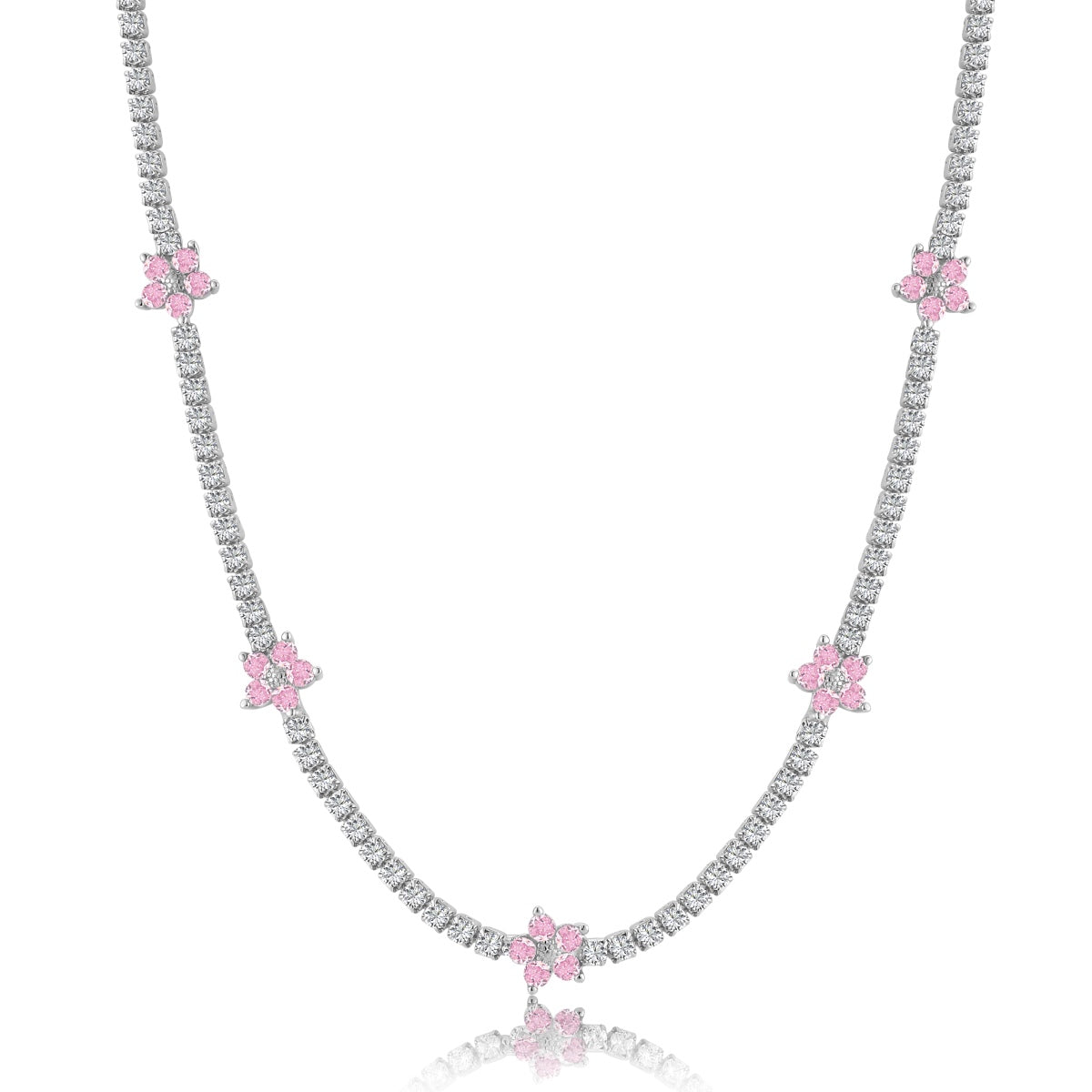 [Clara Jewels]Luxurious Colorful Flower Tennis Necklace