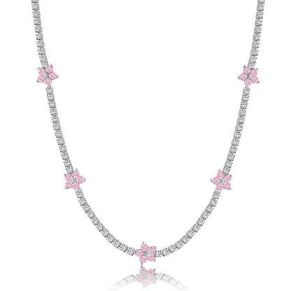 [Clara Jewels]Luxurious Colorful Flower Tennis Necklace