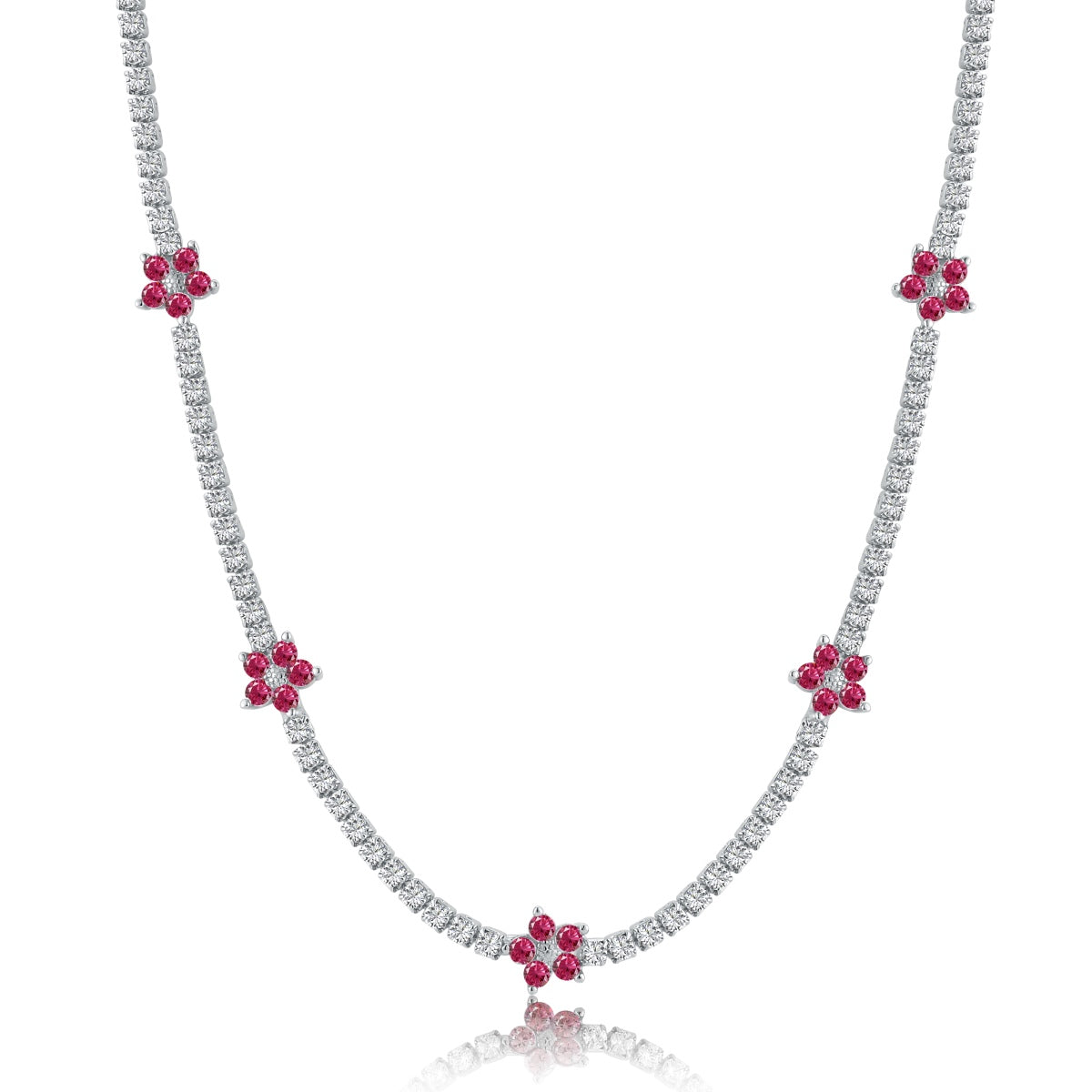 [Clara Jewels]Luxurious Colorful Flower Tennis Necklace
