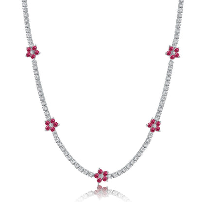 [Clara Jewels]Luxurious Colorful Flower Tennis Necklace