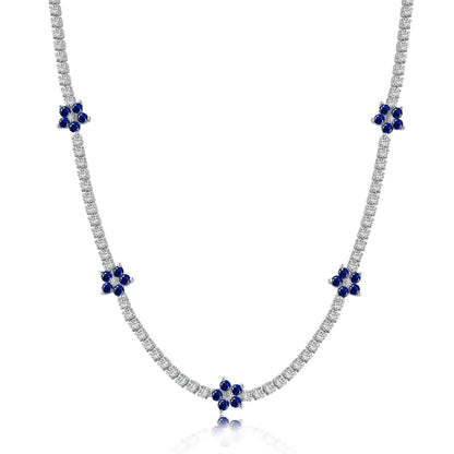 [Clara Jewels]Luxurious Colorful Flower Tennis Necklace