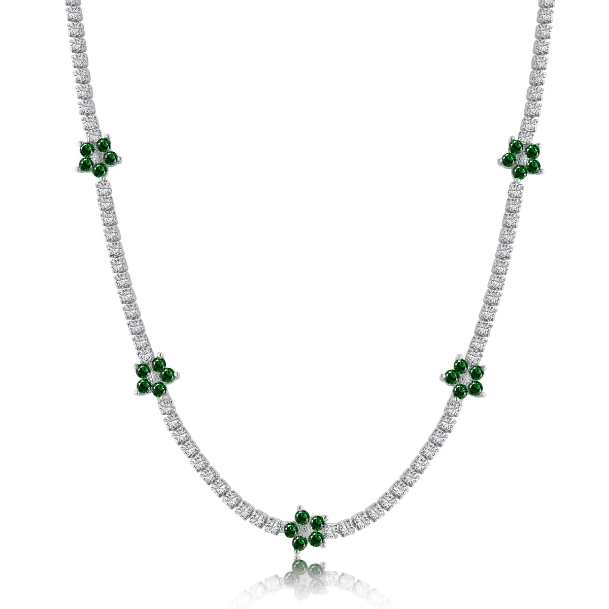 [Clara Jewels]Luxurious Colorful Flower Tennis Necklace