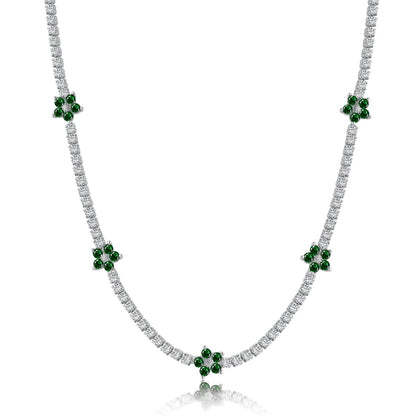 [Clara Jewels]Luxurious Colorful Flower Tennis Necklace