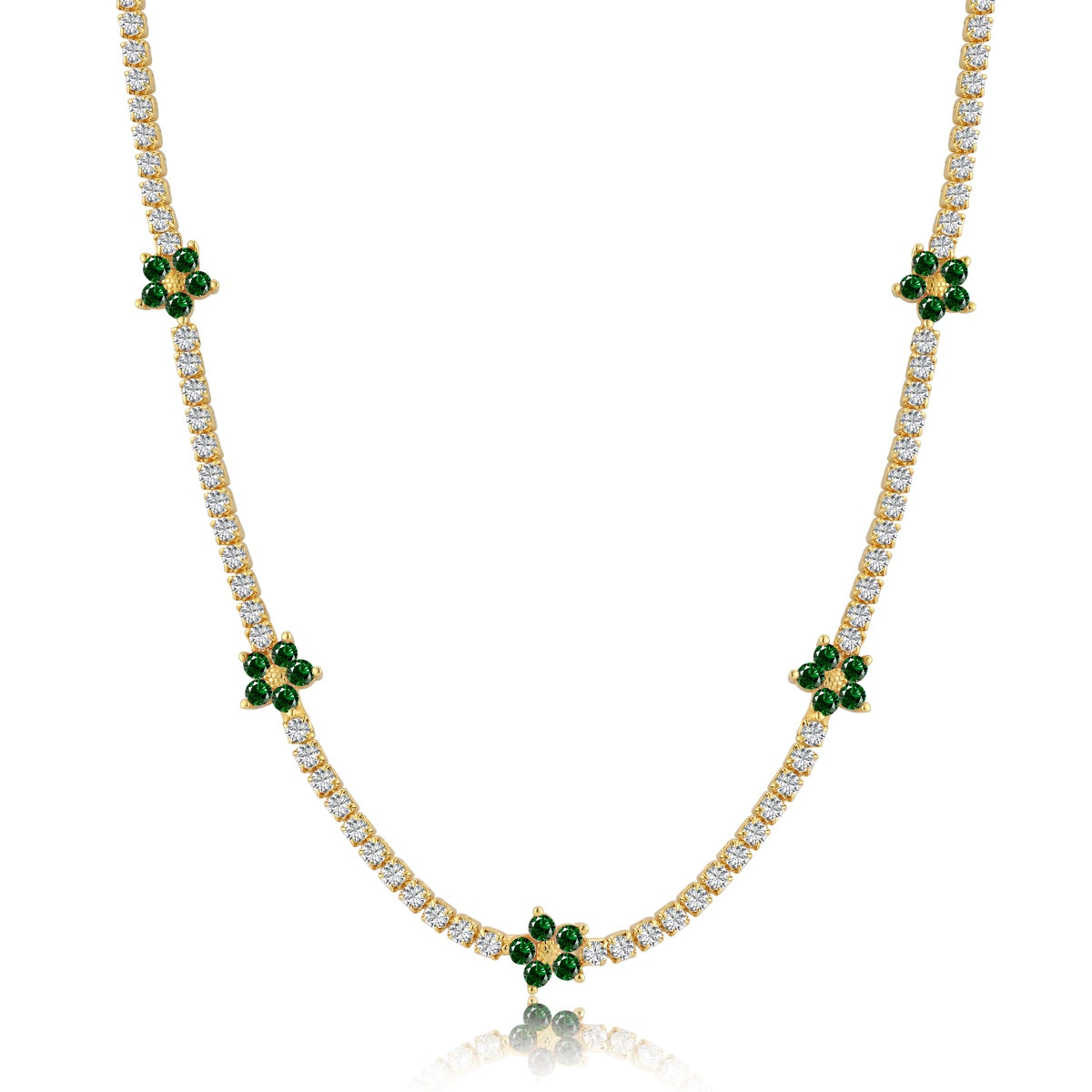 [Clara Jewels]Luxurious Colorful Flower Tennis Necklace