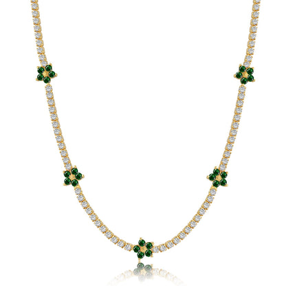 [Clara Jewels]Luxurious Colorful Flower Tennis Necklace