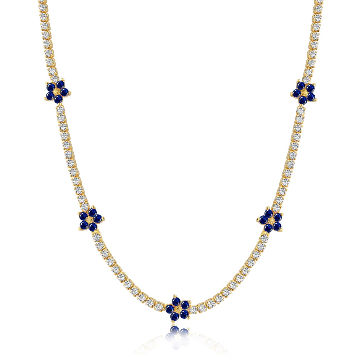 [Clara Jewels]Luxurious Colorful Flower Tennis Necklace