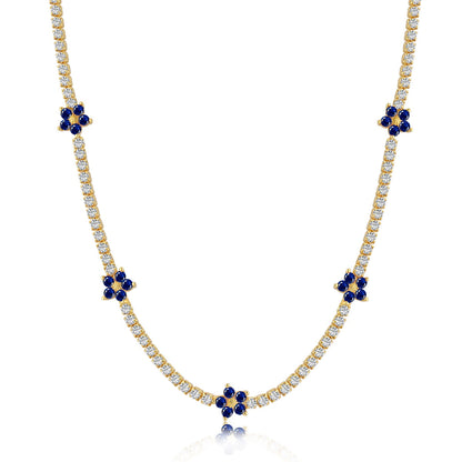 [Clara Jewels]Luxurious Colorful Flower Tennis Necklace