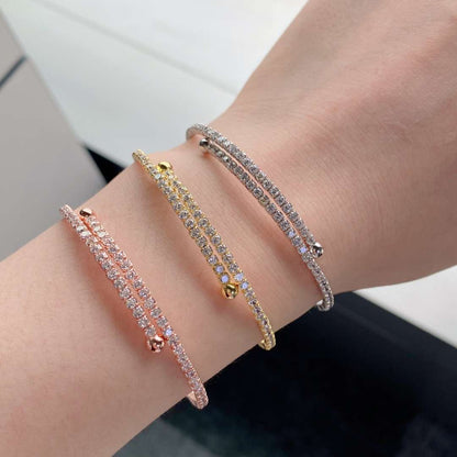 [Clara Jewels]Row of Diamonds Round Fashion Bracelet