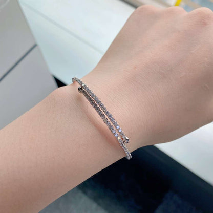 [Clara Jewels]Row of Diamonds Round Fashion Bracelet