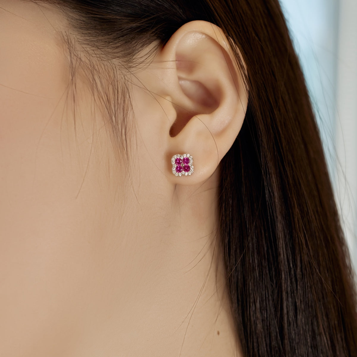[Clara Jewels]Four-Leaf Clover Flower Shaped Earrings