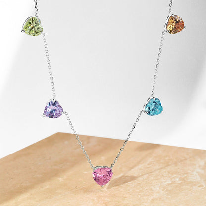 [Clara Jewels]Sparkling Colorful Heart Cut Necklace