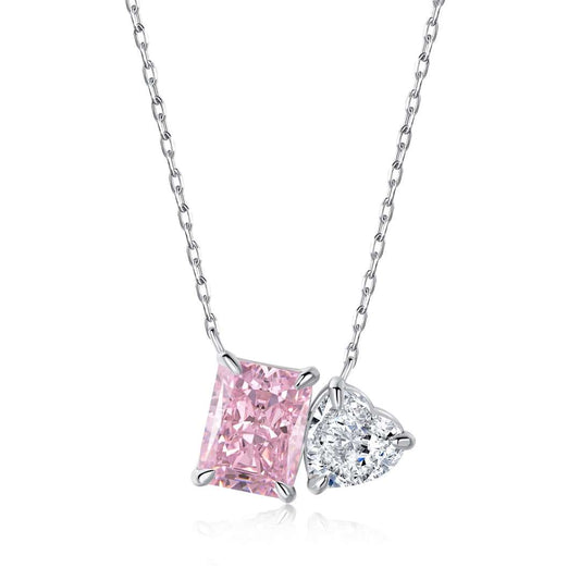 [Clara Jewels]Dazzling Square & Heart Shape Necklace