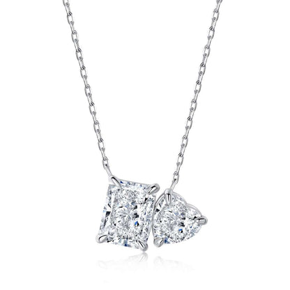[Clara Jewels]Dazzling Square & Heart Shape Necklace