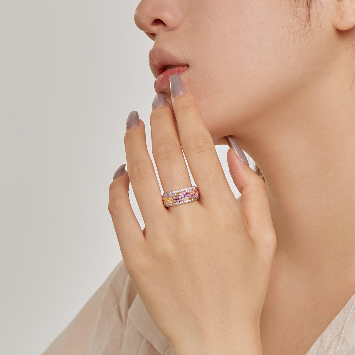[Clara Jewels]Radiant Colorful Radiant Cut Daily Ring