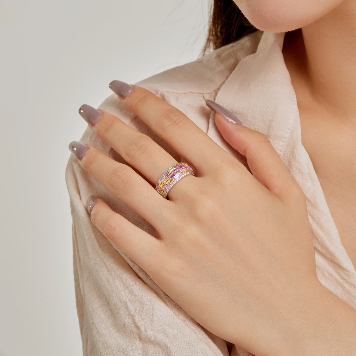 [Clara Jewels]Radiant Colorful Radiant Cut Daily Ring