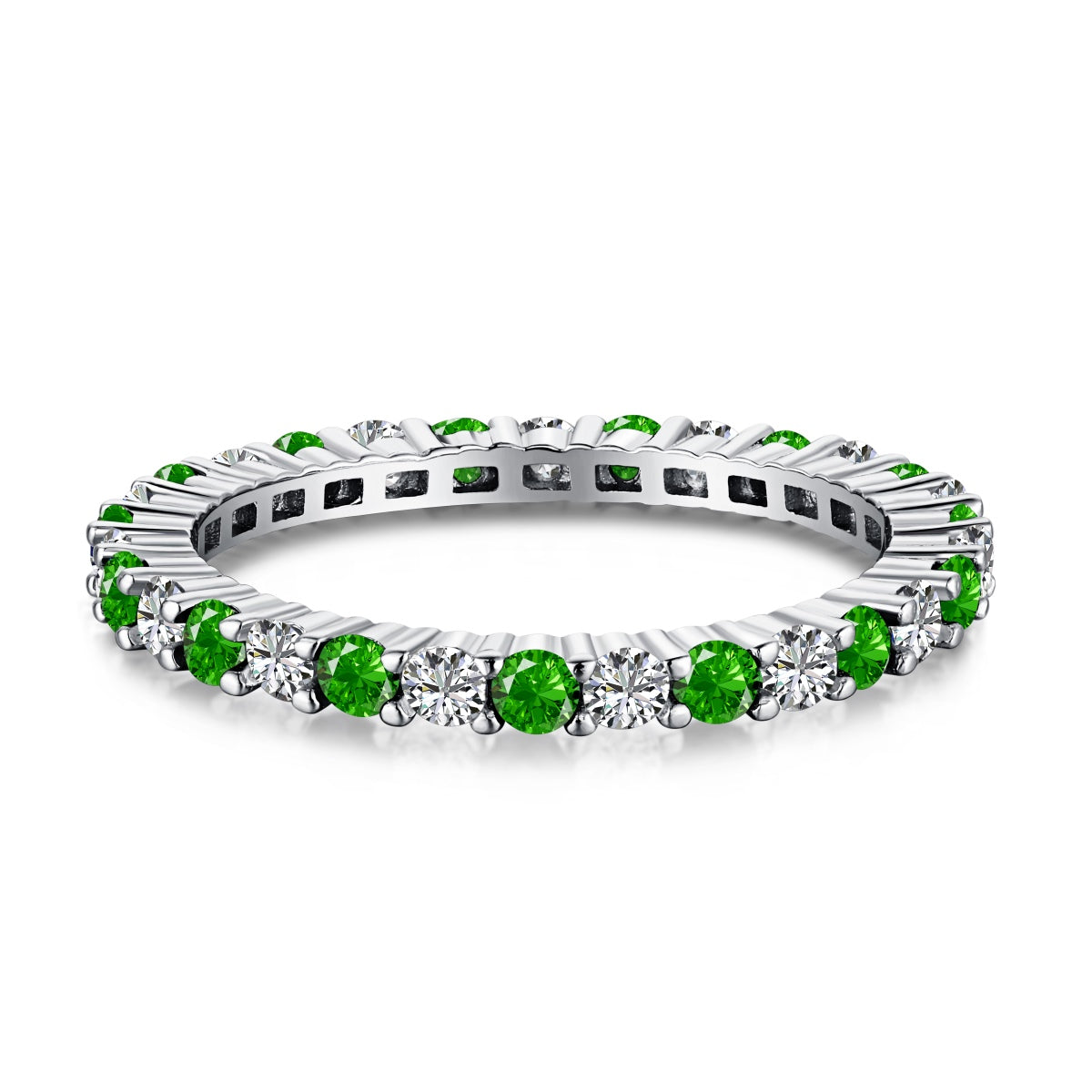 [Clara Jewels]Exquisite Colorful Round Cut Tennis Ring