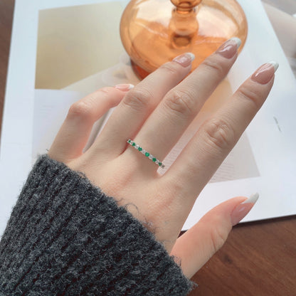 [Clara Jewels]Exquisite Colorful Round Cut Tennis Ring