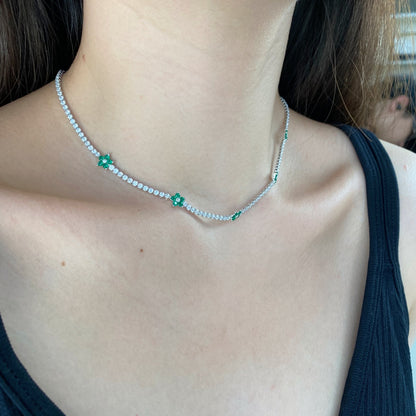 [Clara Jewels]Luxurious Colorful Flower Tennis Necklace