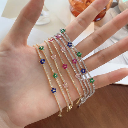 [Clara Jewels]Sparkling Flower Shape Tennis Bracelet