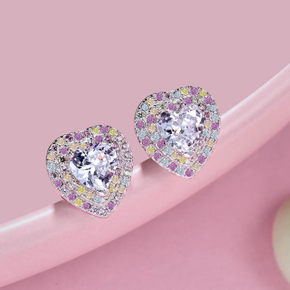 [Clara Jewels]Dazzling Heart Shape Lover Earrings
