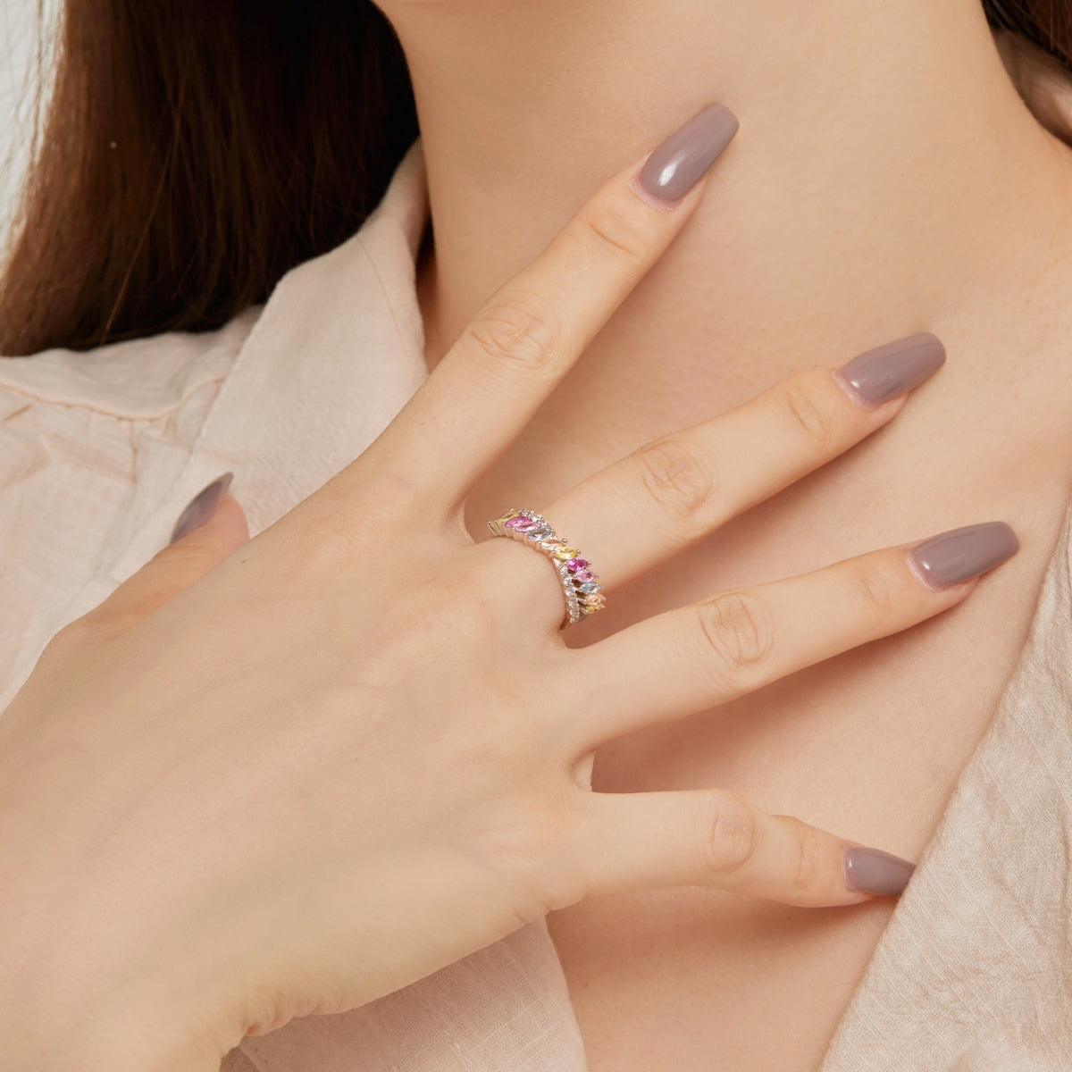 [Clara Jewels]Unique Colorful Marquise Cut Daily Ring
