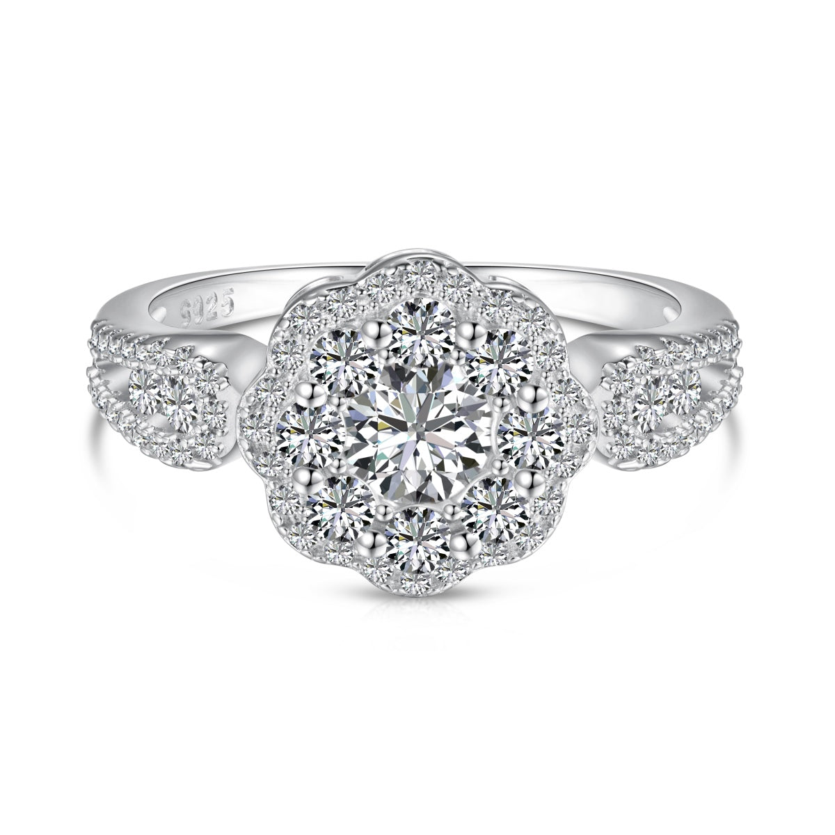[Clara Jewels]Delicate Colorful Round Cut Flower Shape Wedding Ring