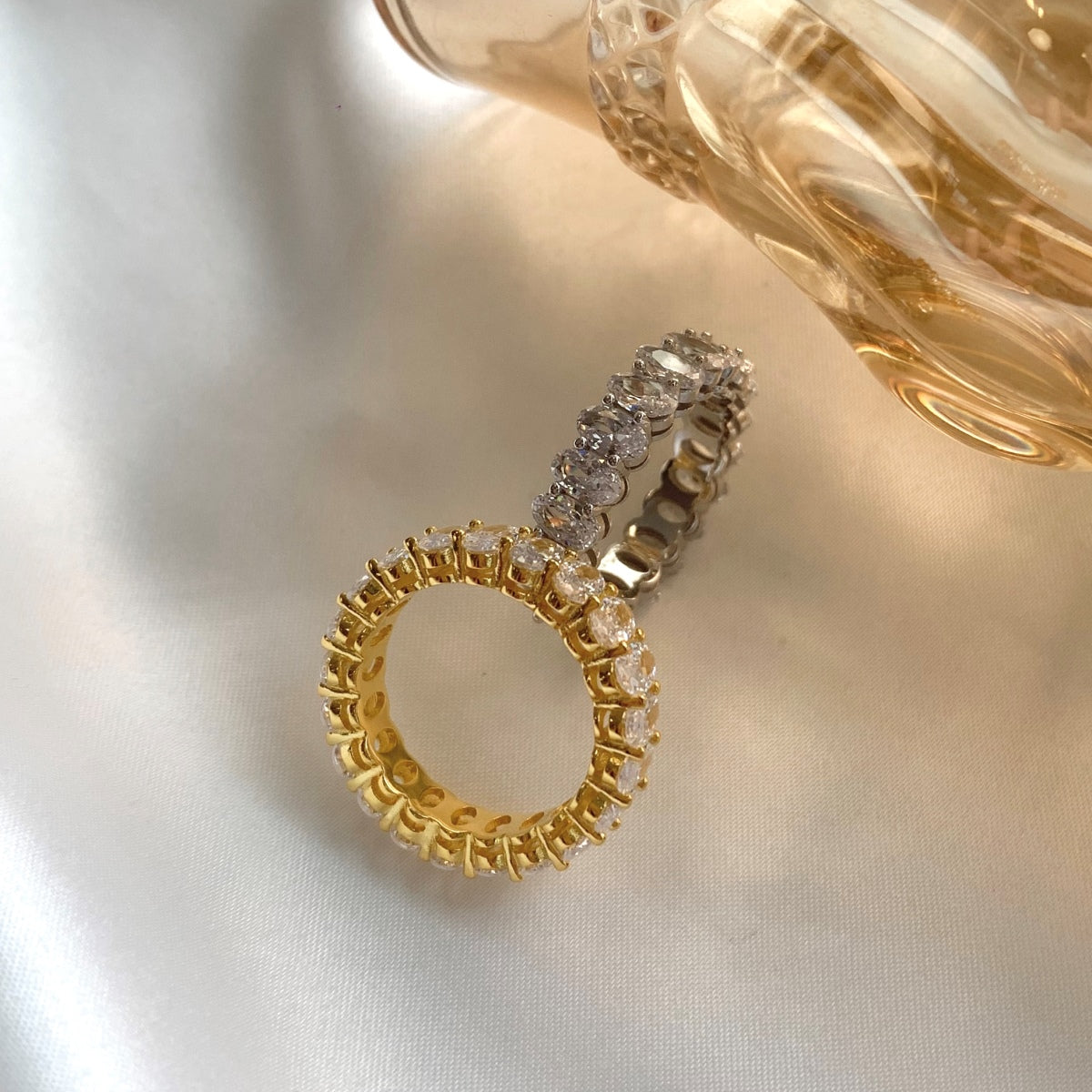 [Clara Jewels]Ornate Oval Cut Tennis Ring