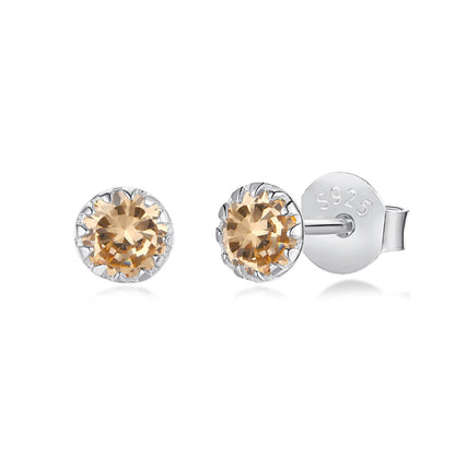 [Clara Jewels]Sparkling Colorful Round Shape Earrings