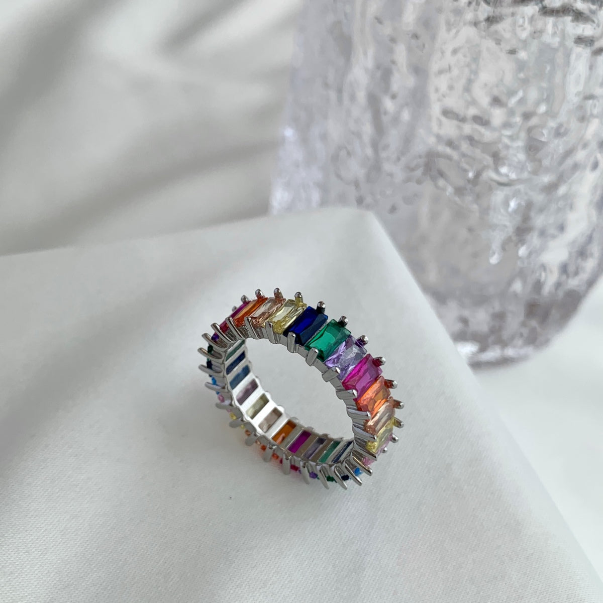 [Clara Jewels]Unique Colorful Radiant Cut RIng