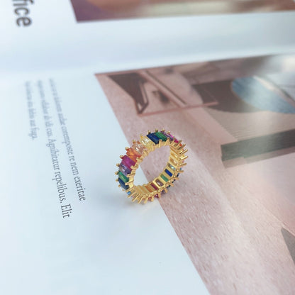 [Clara Jewels]Unique Colorful Radiant Cut RIng