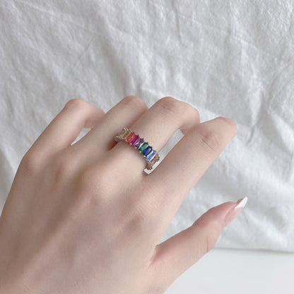 [Clara Jewels]Unique Colorful Radiant Cut RIng