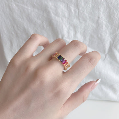 [Clara Jewels]Unique Colorful Radiant Cut RIng