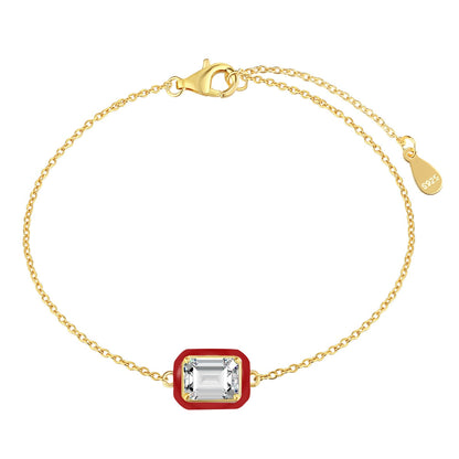 [Clara Jewels]2.0 Carat Sparkling Colorful Emerald Cut Daily Bracelet