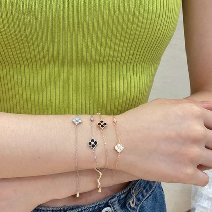 [Clara Jewels]Delicate Four Leaf Clover Bracelet