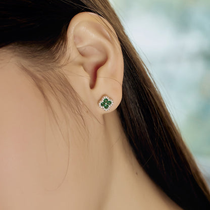 [Clara Jewels]Four-Leaf Clover Flower Shaped Earrings