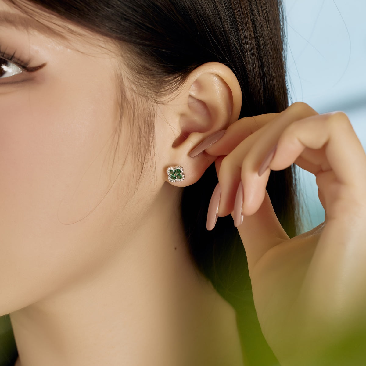 [Clara Jewels]Four-Leaf Clover Flower Shaped Earrings