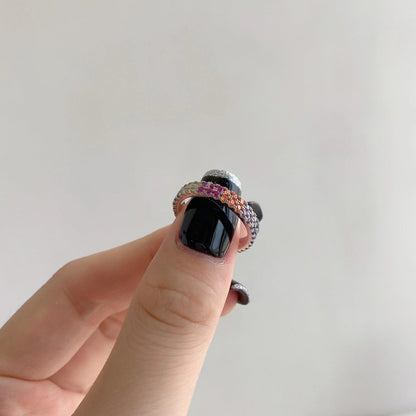 [Clara Jewels]Unique Colorful Round Cut Tennis Ring