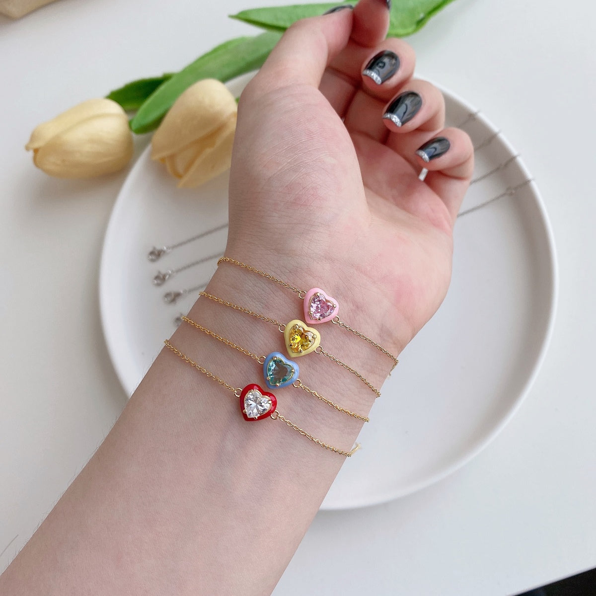 [Clara Jewels]Sparkling Romantic Heart Shape Lover Bracelet