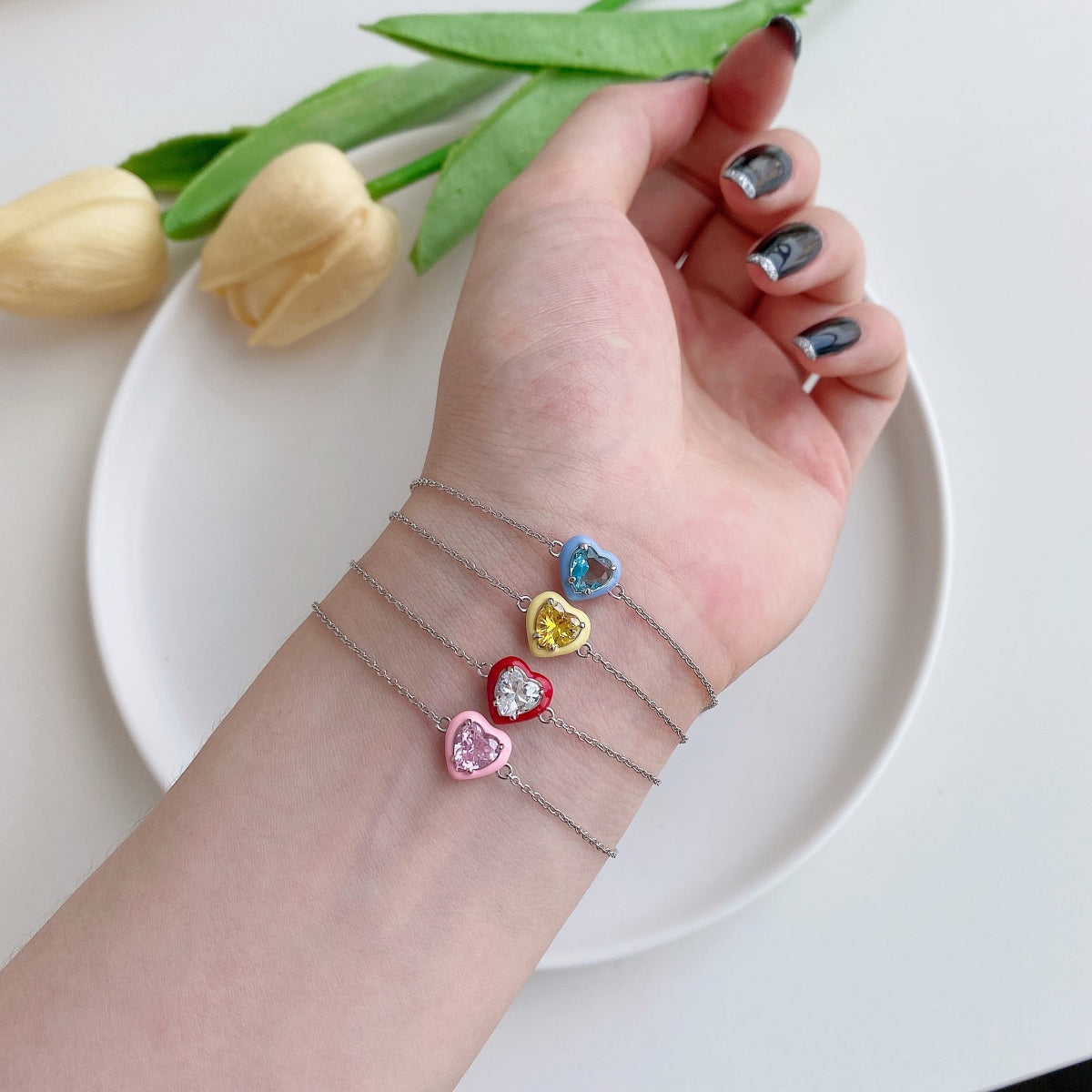 [Clara Jewels]Sparkling Romantic Heart Shape Lover Bracelet
